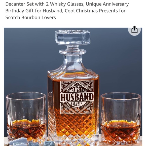 Decanter Set Engraved Unique Words, Best Anniversary or holiday Gift. - Picture 3 of 8